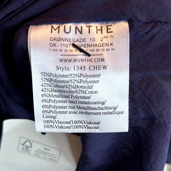 Munthe Chew Blue Ikat Puff Sleeve Babydoll Minidress Size 8 Medium with Pockets - Picture 14 of 14